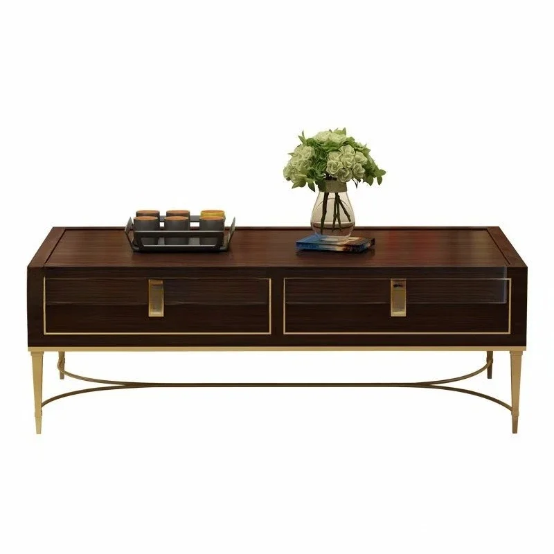 

Light luxury modern solid wood, coffee table TV cabinet combination living room, simple audio-visual cabinet belt, drawer locker