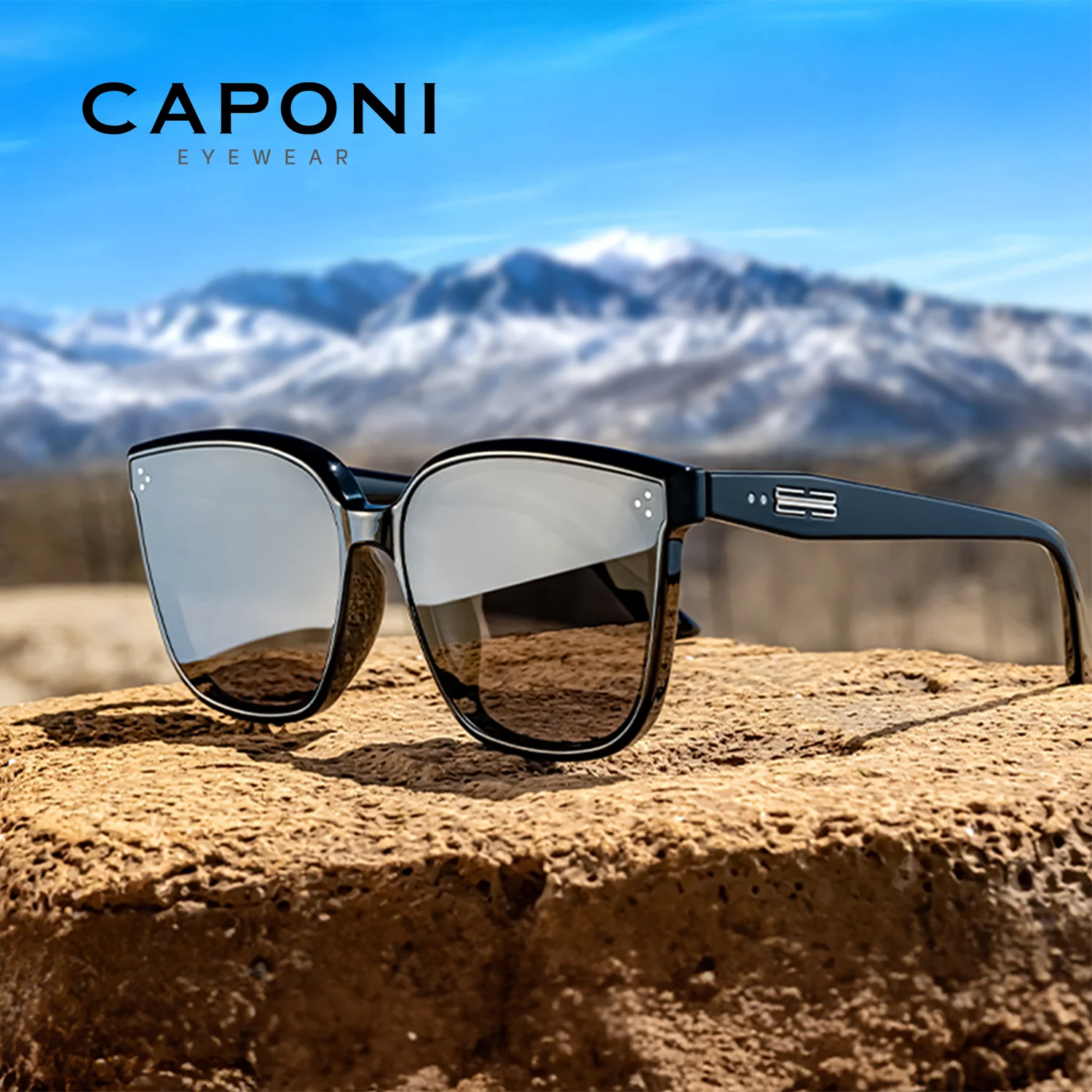 

CAPONI HD поляризационные мужские солнцезащитные очки уличные высококачественные ацетатные солнцезащитные очки для водителя UV400 защитные уличные квадратные оттенки CP23009