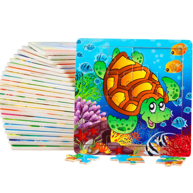 Education Logic Thinking Wooden Puzzle Game - Cartoon Animal Vehicle Jigsaw for Kids Intellectual Early Learning Children's Gift