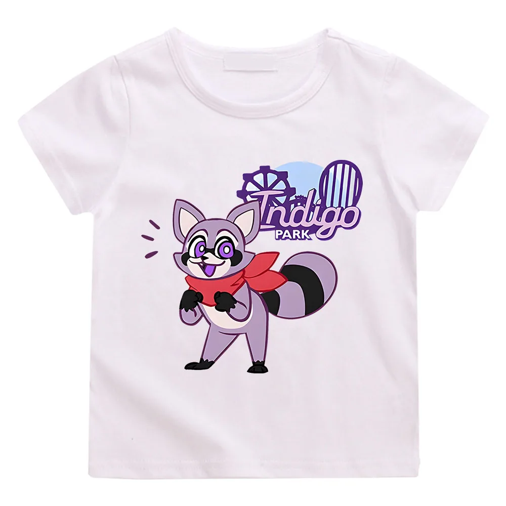 Anime Indigo Park T-shirt Kids Cartoon Graphic Fox Print Tee-shirt Cotton Tees Boys and Girls Children Soft Tshirts Short Sleeve