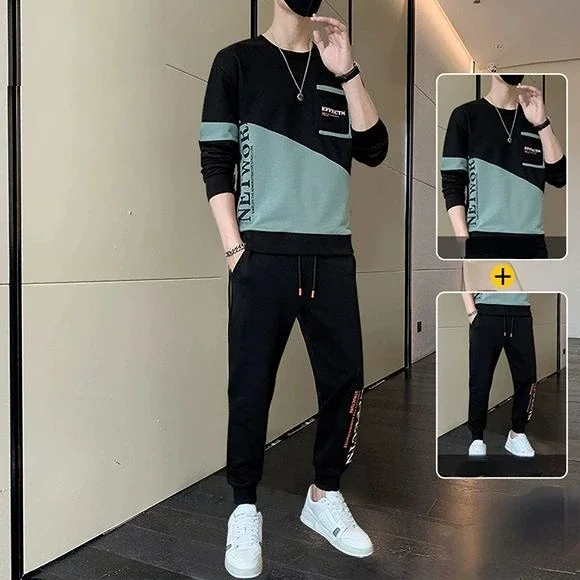 Sports Suits Sweatpants Pants Sets Black Men\'s Clothing Sportswear Tracksuit Alphabet T Shirt Man Offer Comfortable Top Casual