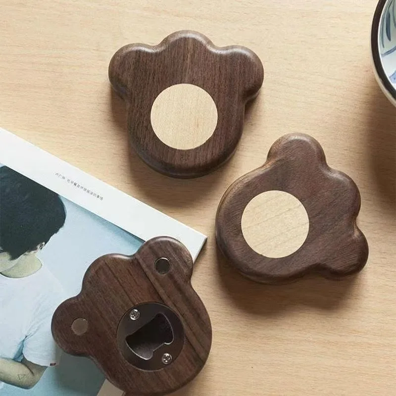 Wooden Cat Claw Bottle Opener Black Walnut Cat Claw Refrigerator Sticker Household Beer Bottle  Refrigerator Sticker Beer