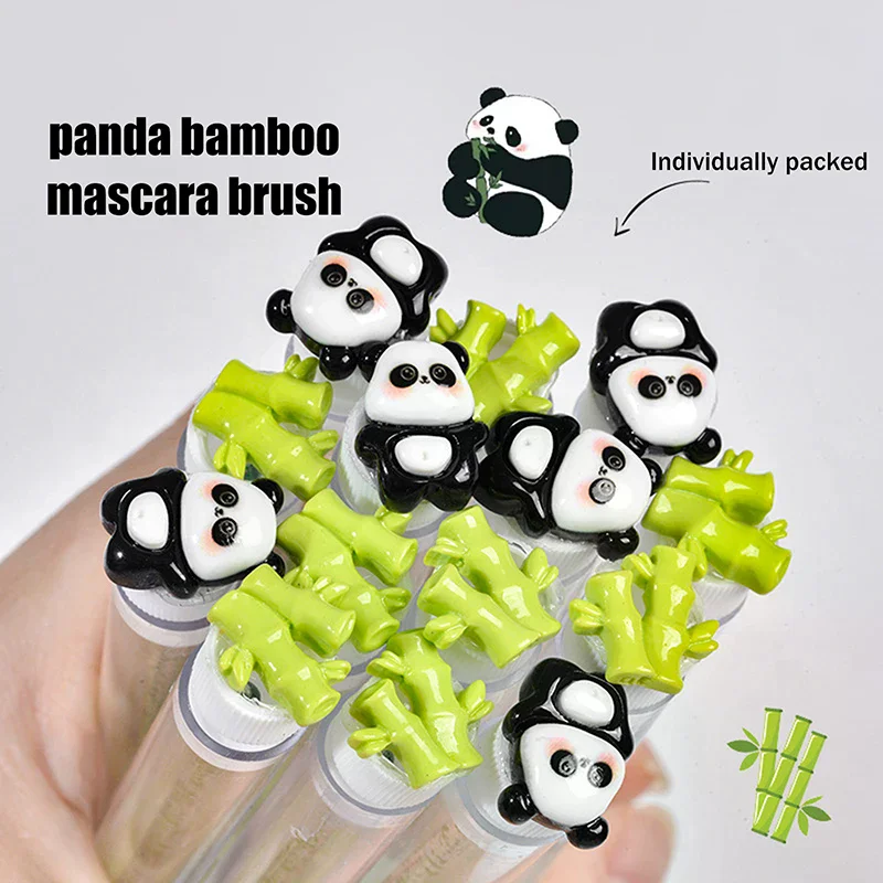 1/2/5 pezzi carino panda bambù spazzola per ciglia tubi con cristallo ciglia mascara bacchette pettine per sopracciglia bobine applicatori strumenti di trucco