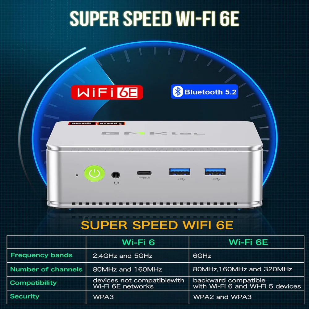 GMKtec K8 Mini PC AMD Ryzen 7 8845HS DDR5 0 + 0/16 GB di RAM 1 TB Supporto PCIe3.0/4.0 Finestra 11 Pro WiFi 6E Mini computer desktop USB4
