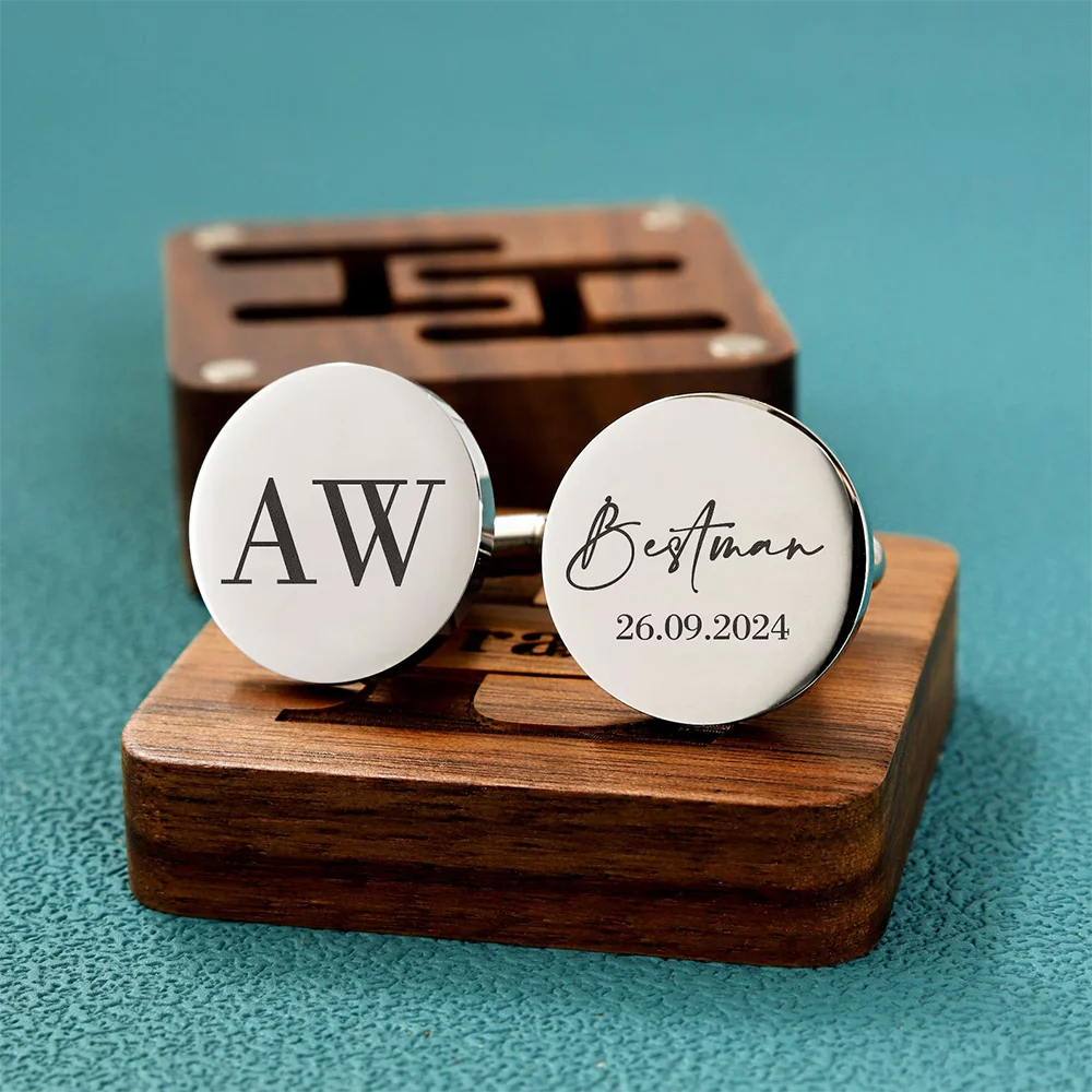 

1 Pair Personalised Engraved Groomsmen Groom Best Man Cufflinks Gold Color Stainless Steel Jewelry Wedding Party Favors Cufflink