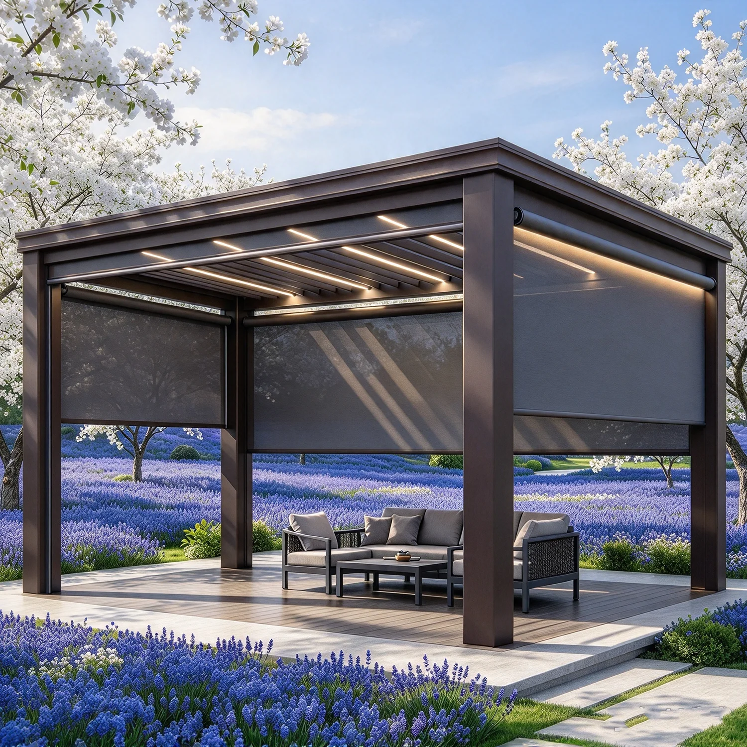 Outdoor Pergola Adjustable Aluminium Pergola System, garden canopy 6x4 alu,pergola, Custom Size Patio Backyard Louver Pergola