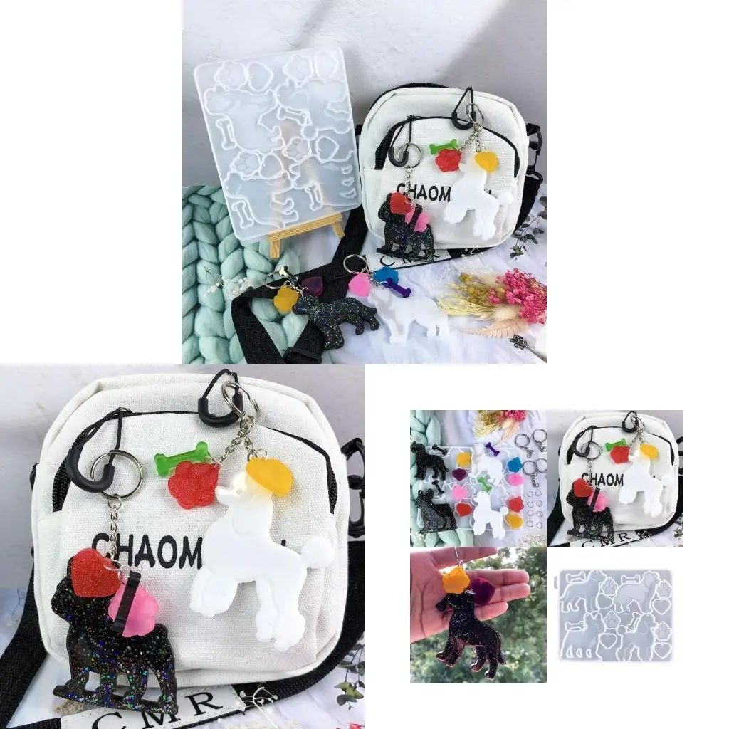  Resin Keychain Molds Dog Series Pendant Moulds Jewelry Making Silicone Molds