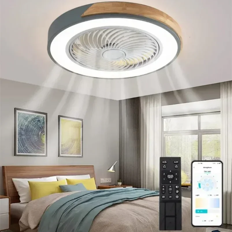 

2025 Nordic Modern Wooden Ceiling Fan Light Three Color Dimming Eye Protection With LED Living Room Bedroom Ceiling Fan Light 11