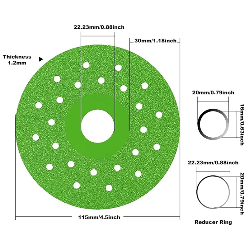 YWDZ-Premium 4.5 Inch Diamond Cutting Disc 5Pcs-Ultra-Thin For Angle Grinder Versatile In For Tile,Marble Glass