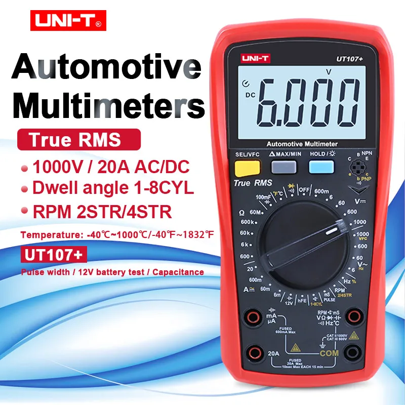 UNI-T True RMS Multimeter UT105+/UT107+  Handheld AC/DC Ammeter Voltmeter Display Digits 4000-6000 Automotive Multimeter