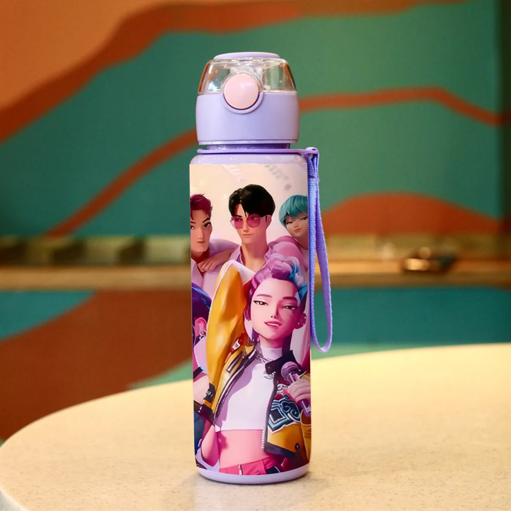 Taza de agua impresa en 3D, KPop Girl Demon Hunter, fiesta de cumpleaños, Kpop Anime, botella de agua de plástico portátil, taza de dibujos animados para niños de 700ML