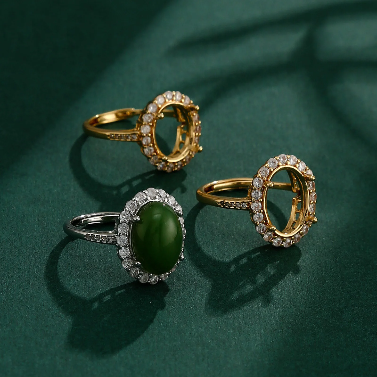 2Pcs/lot Oval Blank Copper Ring Base DIY Emerald Turquoise Beeswax Amber Ring Inlaid Jewelry Making Accessories