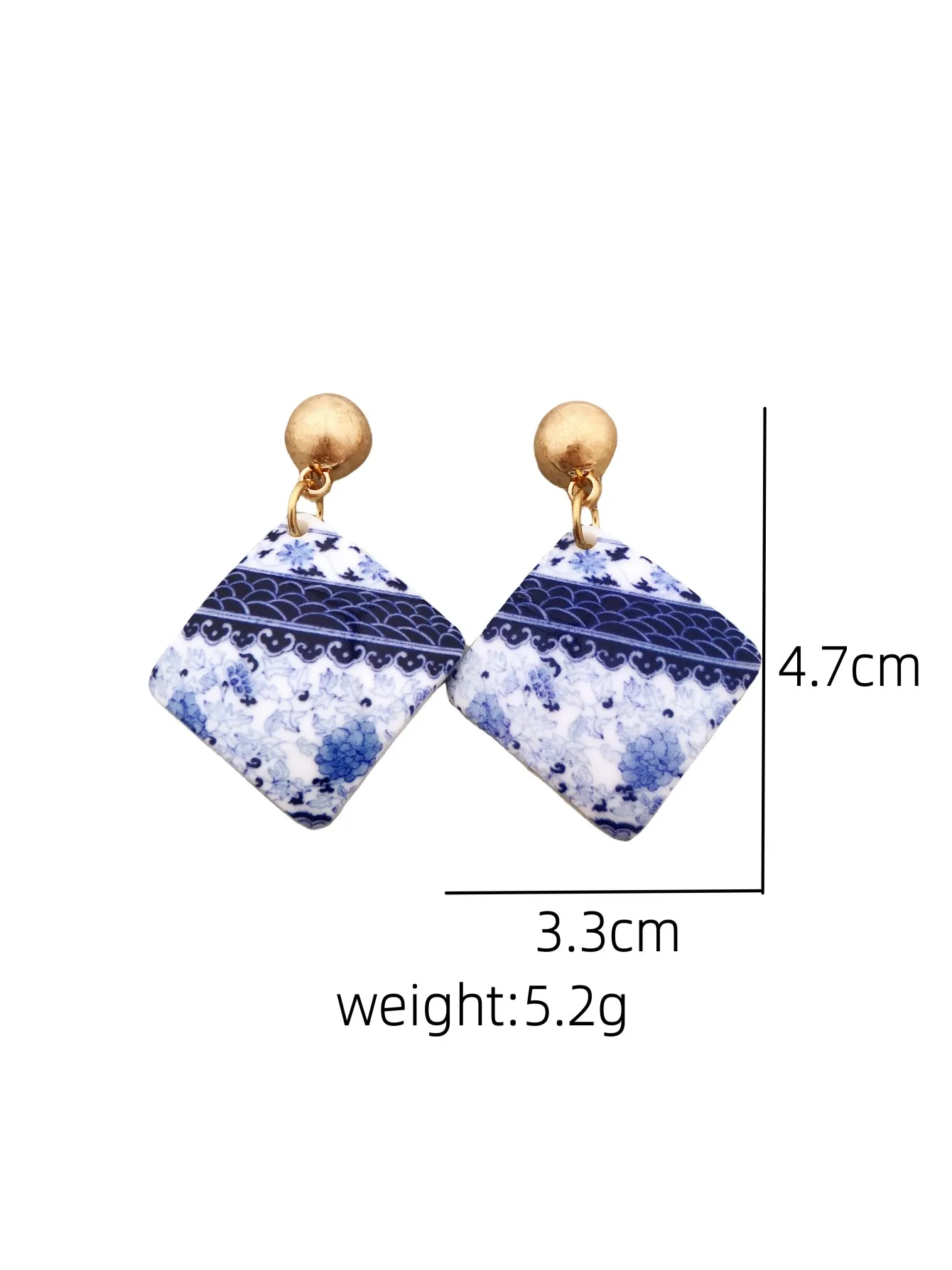 Unique Blue and White Porcelain Acrylic Geometric Earrings for Ladies earrings for women