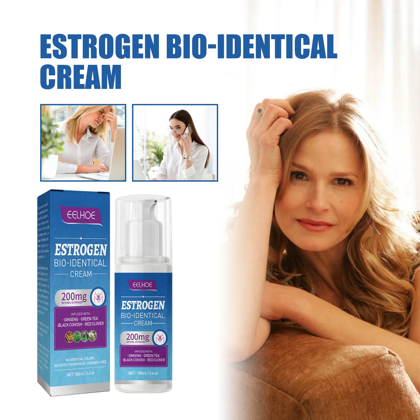 100ml Estrogen Relief Cream Natural Ingredients Women Menopause Balancing Cream Portable Relieve Massage for Health Body Care