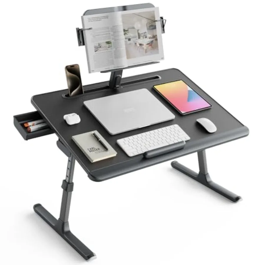 

Laptop Desk for Bed: XXL Extra Large Adjustable Height Angle Book Stand, Multi-Purpose Lapdesk Bed Tray for Working, Writing, R