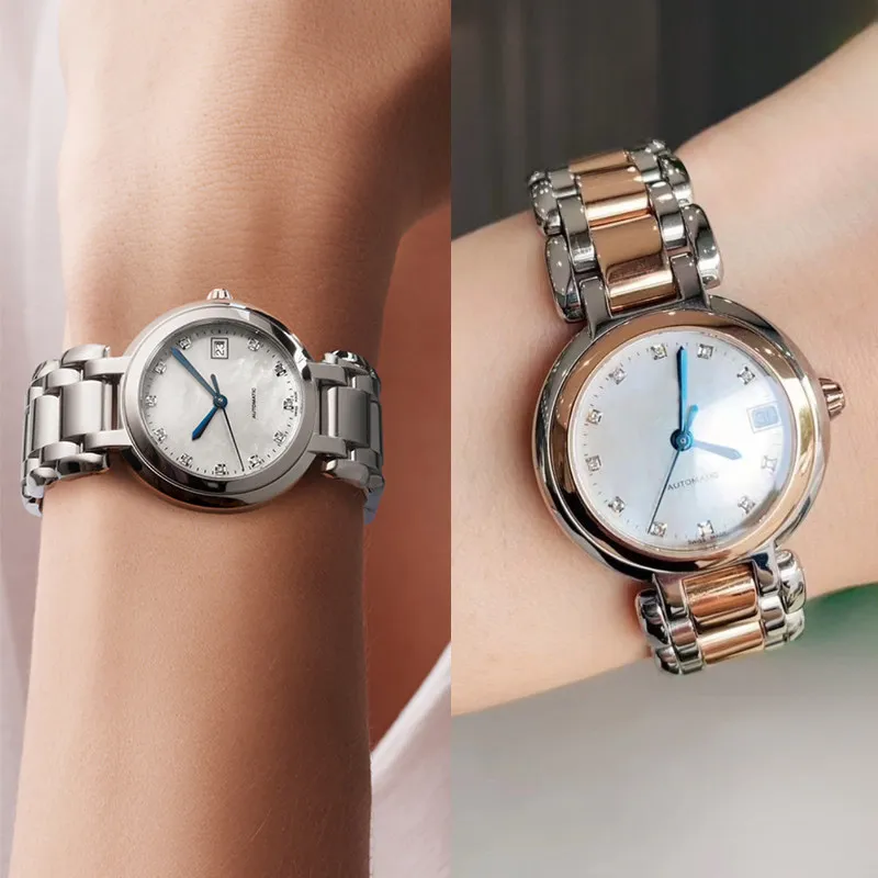Convex concave mouth stainless steel watch strap women for Original Longines ELEGANCE PRIMALUNA MOONPHASE L8 watchband chain