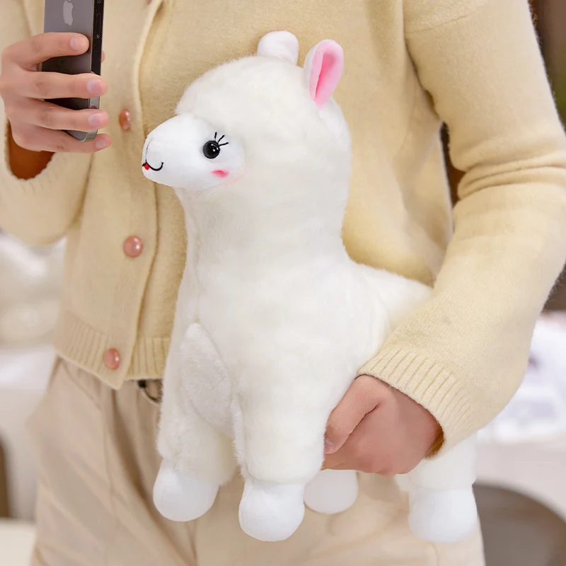 Muñeco de peluche de Alpaca de simulación para niños y niñas, muñeco de Alpaca de PIE BLANCO, decoración de dormitorio, sofá, regalos de cumpleaños, 25 cm, 35cm