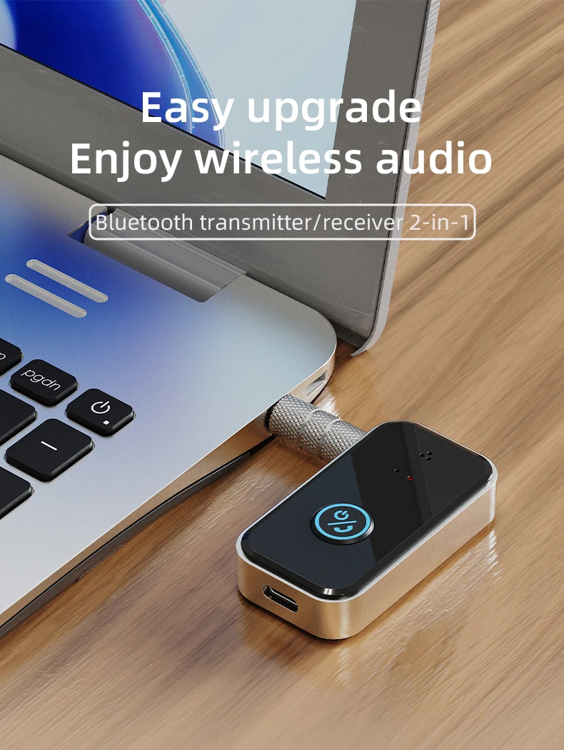 Bluetooth 5.4 Sender Empfänger 2 in 1 Wireless Audio für Auto Musik Kopfhörer Lautsprecher 3,5 mm Klinke AUX Wireless Audio Adapter – Detail 1
