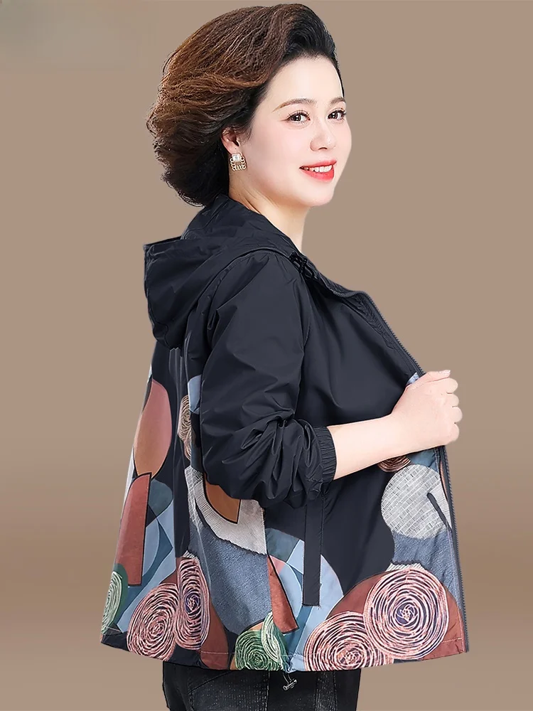 

Spring Faion Outerwear Women's Sle Sun Protection ort Coat Small Size Mom Trendy Design Zipper Closure Casual Jaet