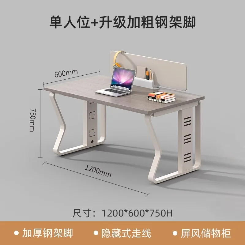 Büro-Computertisch, Personalsitz, einfacher Tisch mit Stahlrahmen und Schallwand