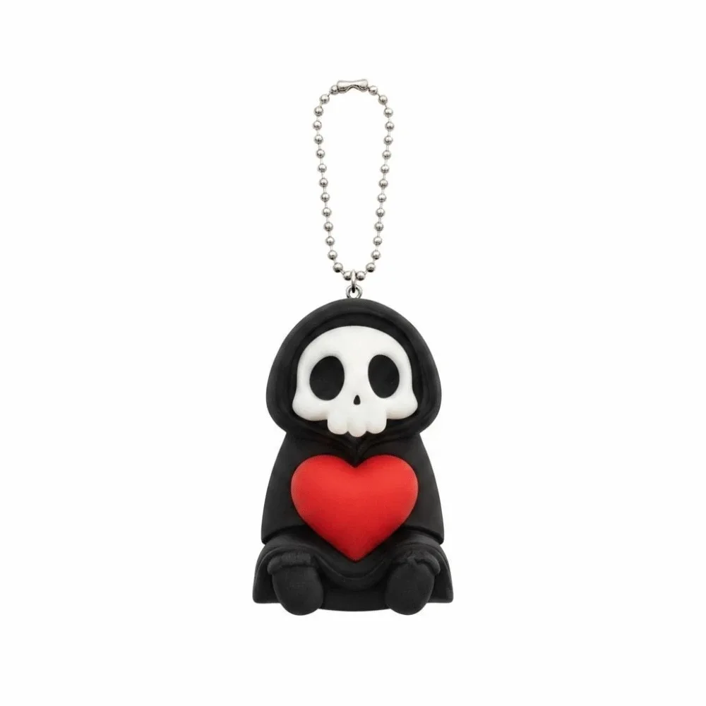Gothic Bag Charm Miniature Skeleton Keychain Black Creative Grim Reaper Figure Detailed Pocket-Size Halloween Pendant Keys