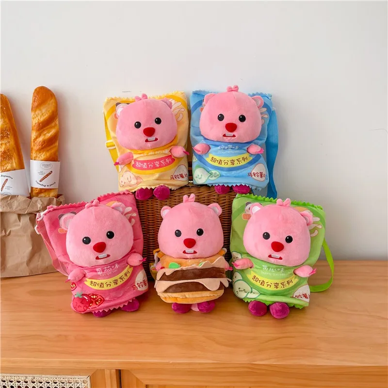 Anime Plushies Loopy Plush Doll Cartoon Little Beaver Plush Bags Kawaii Girl Shoulder Crossbody Bag Kawaii Toys Accessories Gift