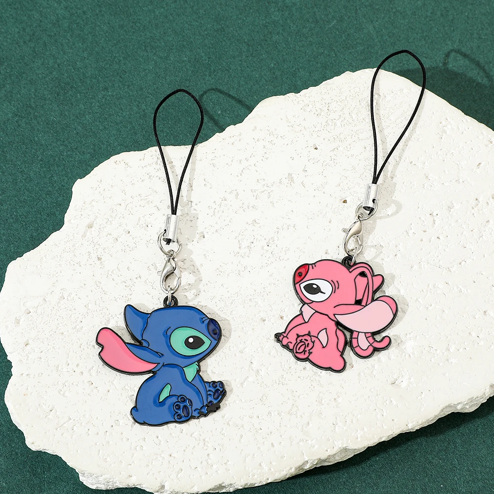 Disney-Lilo & Stitch Angel Heart Keychain for iPhone, Creative Lanyard Key Chain, Bag, Phone Pendant, Y2K Kpop Jewelry for Girls