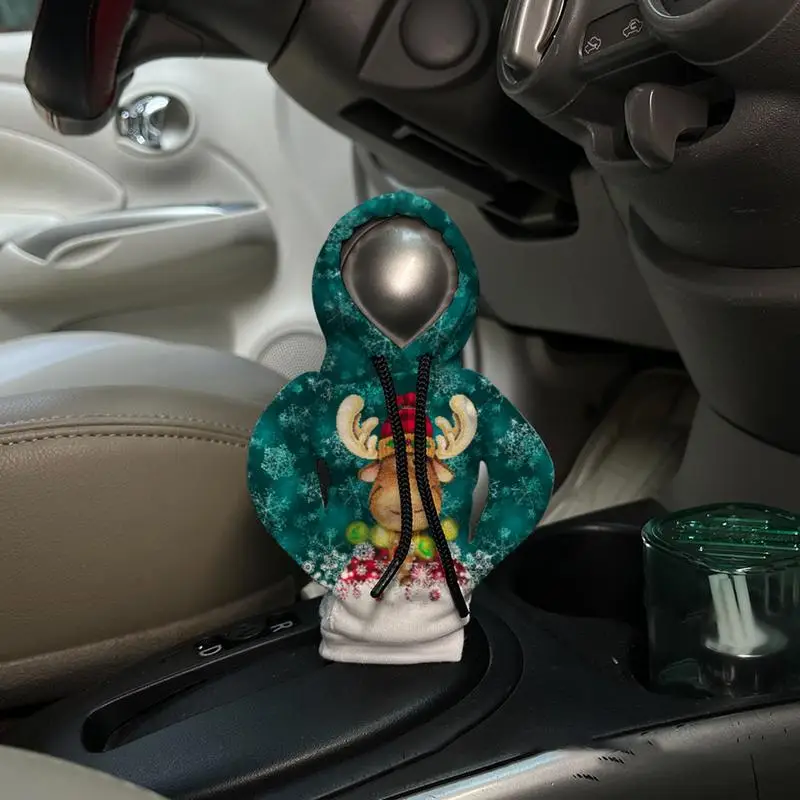 Car Gear Shift Cover Christmas Print Car Shift Hoodie Cover Gear Stick Cover Comfortable Car Gear Shift Decoration Gear Shifter