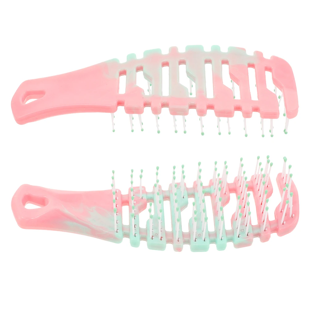 

2 pcs Hair Comb Curved Shaped Detangler Cartoon Brush Women Dry Plastic Wide Tooth Scalp Massage Long Curly Styling Voluminous