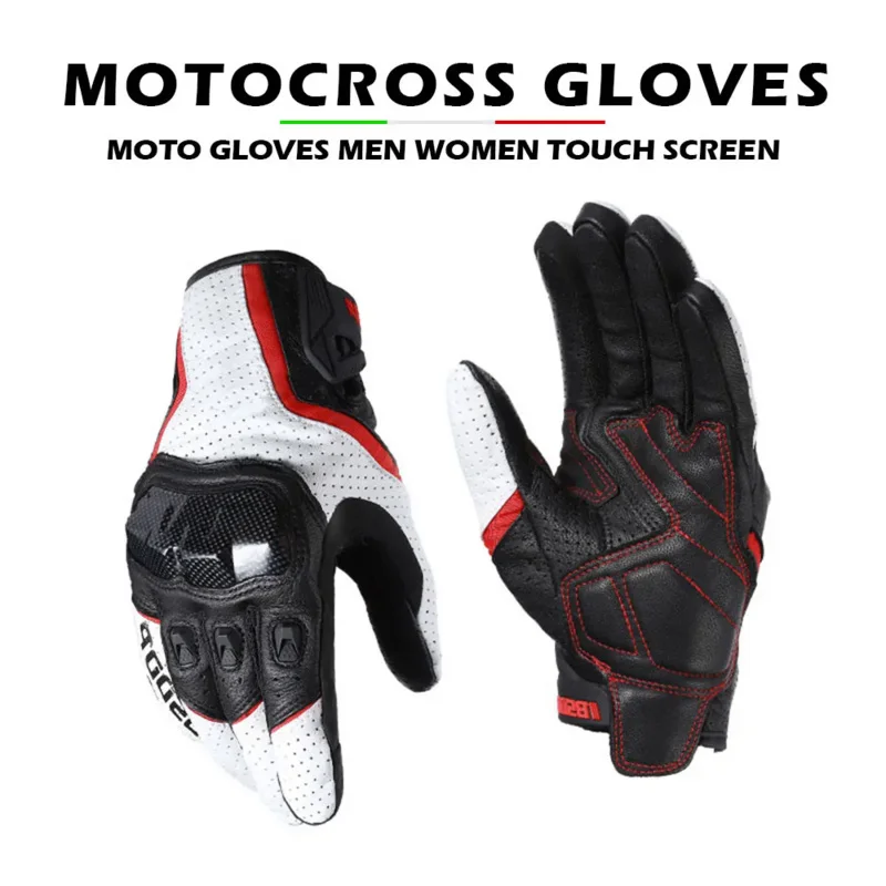 

Motorcycle Gloves Full Finger Protective Gear Racing Pit Bike Riding Touchscreen Breathable Leather Gloves Motorbike Moto Enduro