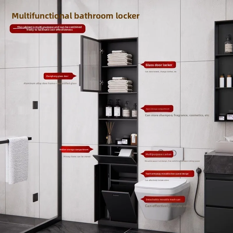 Modern Glass Door Rack Storage Cabinet Shower Niche Recessed Niche Embedded Stainless Steel Corner Mounted Bathroom Shelves