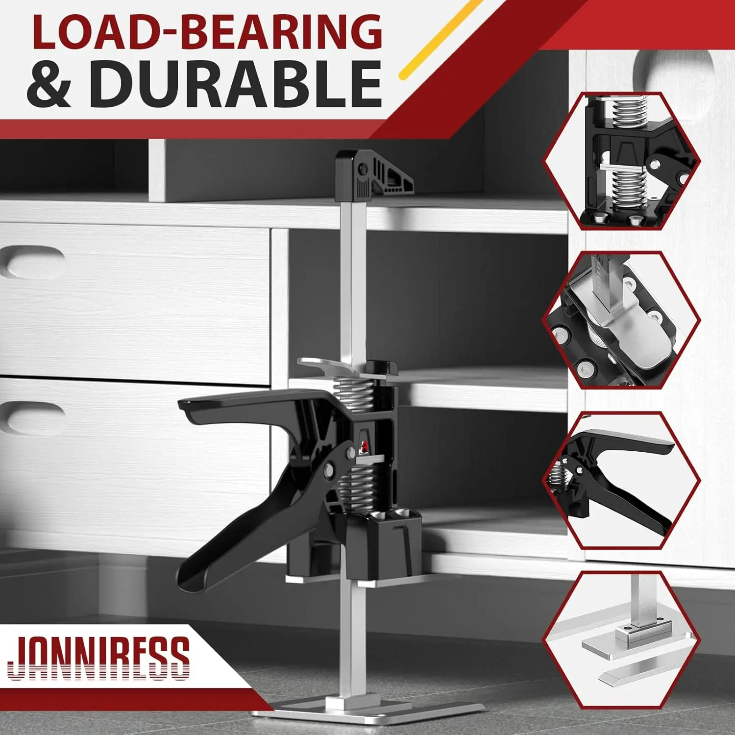 Multifunctional Furniture Jack for Cabinet & Tile Installation, 440LBS Load Capacity, Adjustable Height Tool