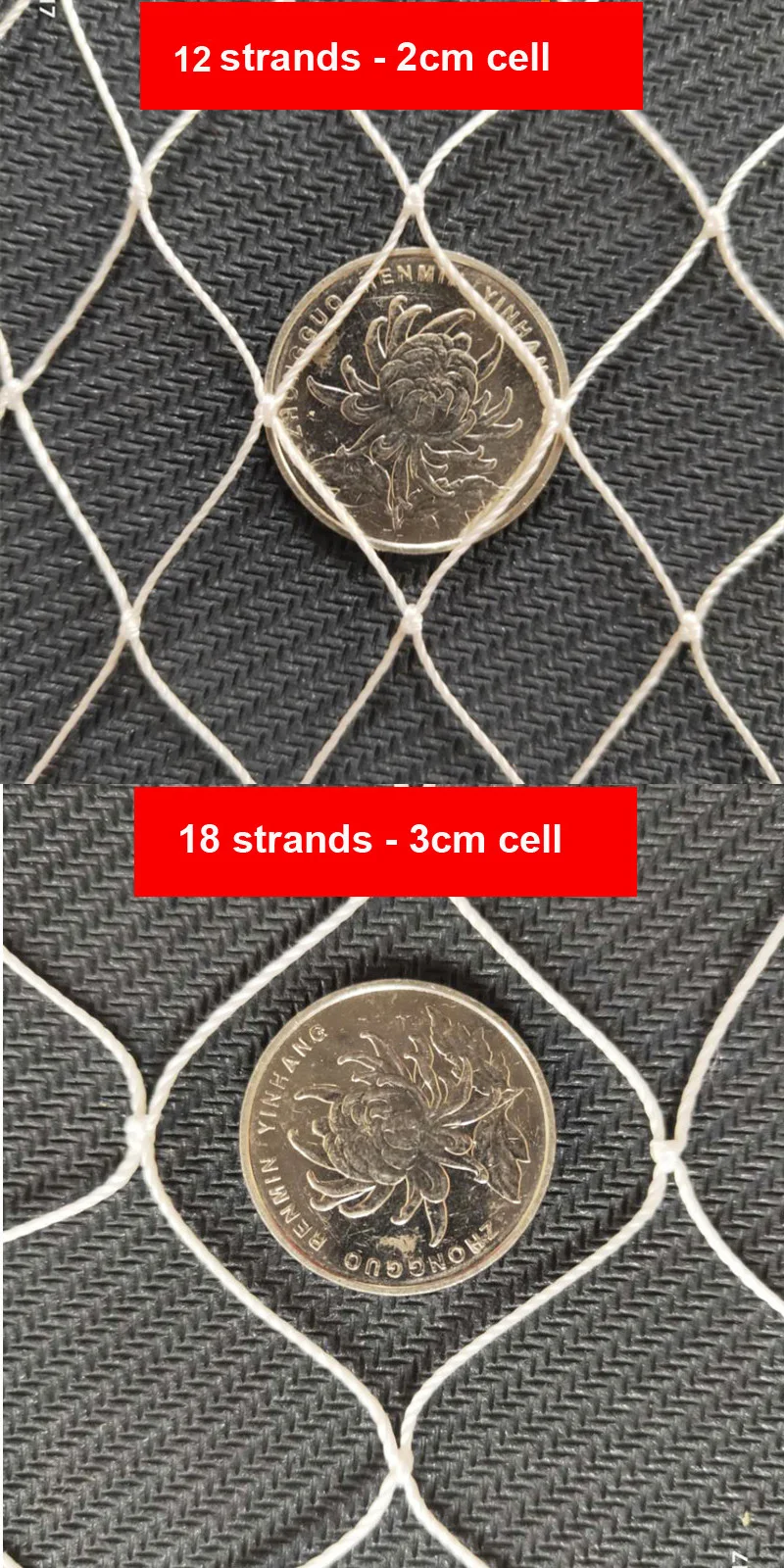 Solides weißes Nylonnetz, Nylon-Fischernetz, Anti-Vogel-Netz, Gartennetz und Pflanzen, schützendes Netz, Stiftnetz für Katzen, Hunde, Hühner – Detail 1