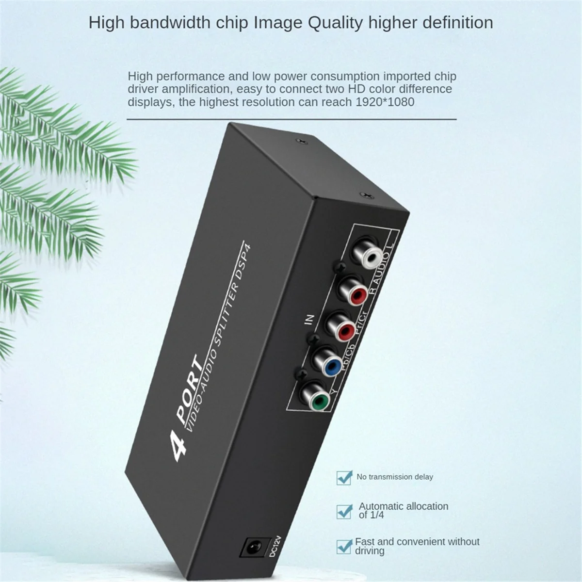 مقسم صوت فيديو مكون AV 1 في 4 مخرج، 4-Way RCA/YPbPr مكون فيديو L/R مقسم صوت AV لقابس DVD HDTV US