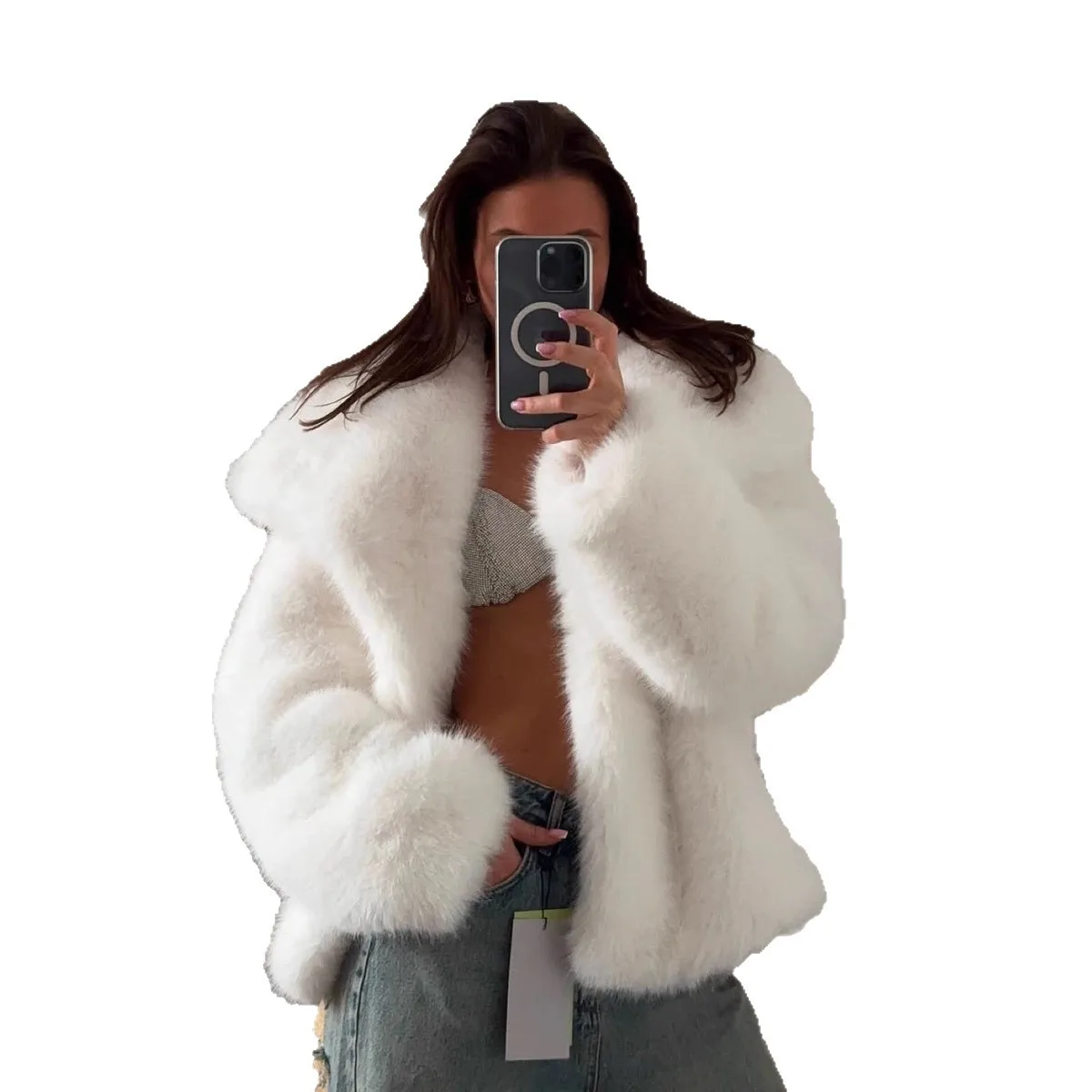 

Cross-border imitation fur fox fur top fluffy coat women's autumn and winter artificial fur coat new lapel plush clothes