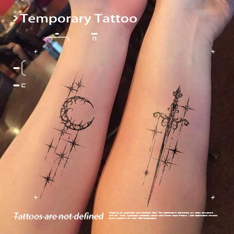 

Сексуальная Звезда Луна и Меч Пара Травяные Татуировки Наклейки Для Женщин Мужчин Тело Водонепроницаемая Временная Татуировка Рука Поддельные Татуировки Хэллоуин