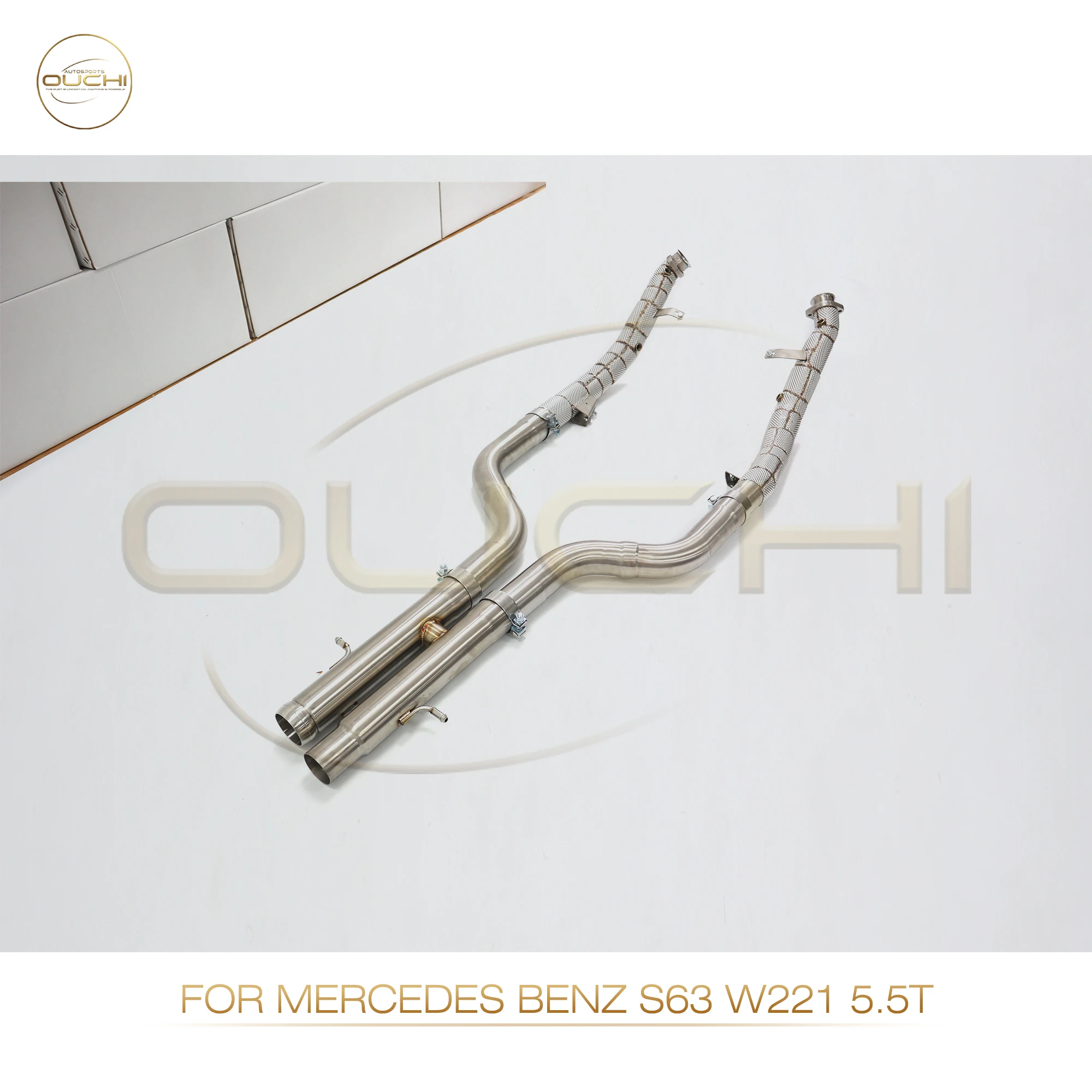 OUCHI Exhaust System High Flow Performance Downpipe forMercedes BENZ S63 W221 5.5T With Heat shield