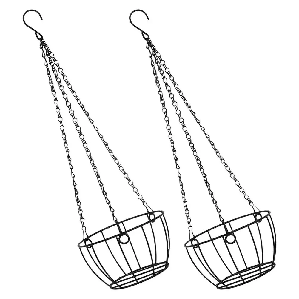 

2 Pcs Hanging Plant Pot Durable Iron Modern Planter Balcony Vases Outdoor Wire Basket Flower Pots Porch Plant Holder