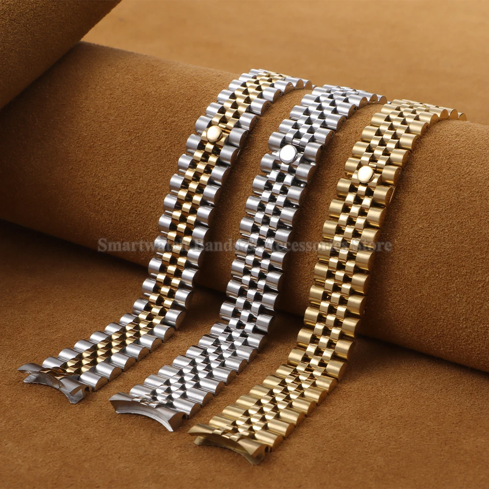 13 مللي متر 17 مللي متر 20 مللي متر 21 مللي متر ل رولكس ل اليوبيل الفولاذ المقاوم للصدأ حزام ساعة اليد نهاية منحنية معدنية قابلة للطي مشبك سوار إكسسوارات