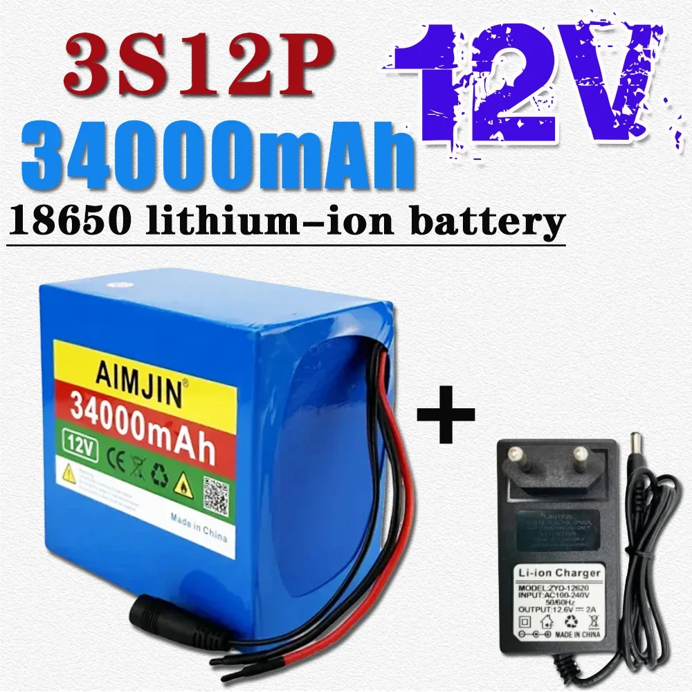 

High power battery 24V 3S12p 34ah, high power battery 500W, BMS 12.6V 34000mAh power battery For LED Lamp Light Backup Powe Etc