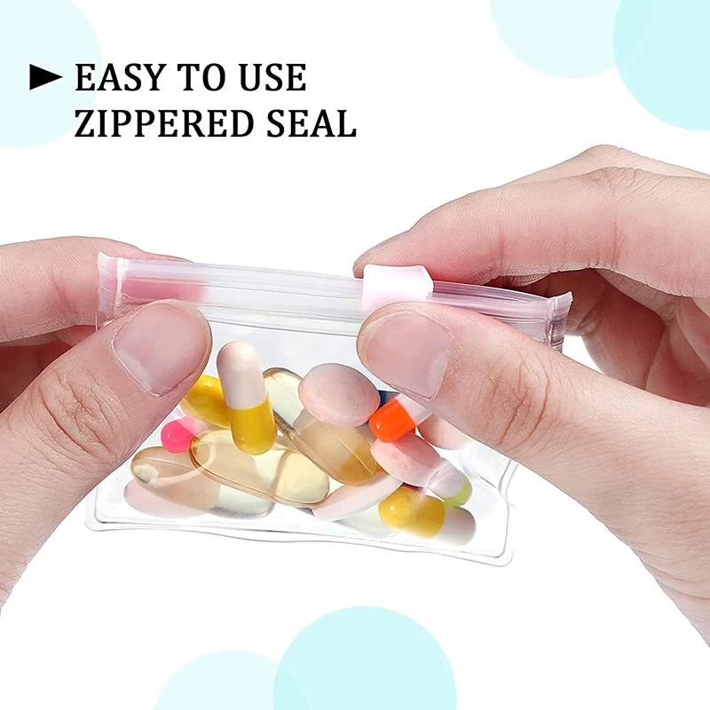 New 5pcs Pill Pouch Bags Zippered Pill Pouch Reusable Clear Pill Bags Self Sealing Travel Medicine Organizer Storage