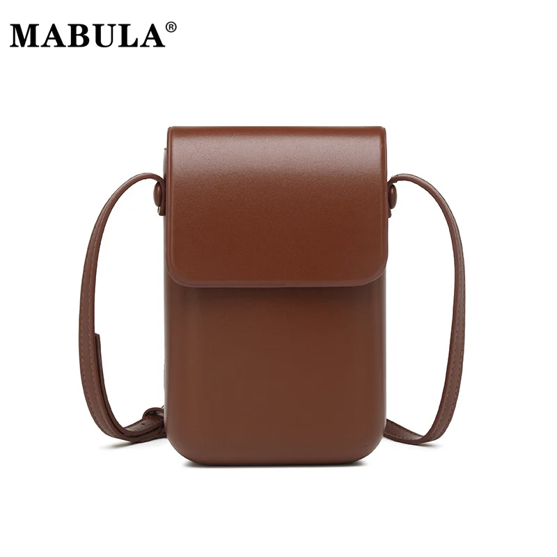 

MABULA Flap Trendy Crossbody Bags Women Mini PU Leather Shoulder Purses and Handbags Ladies Phone Simple Solid Designer Bag