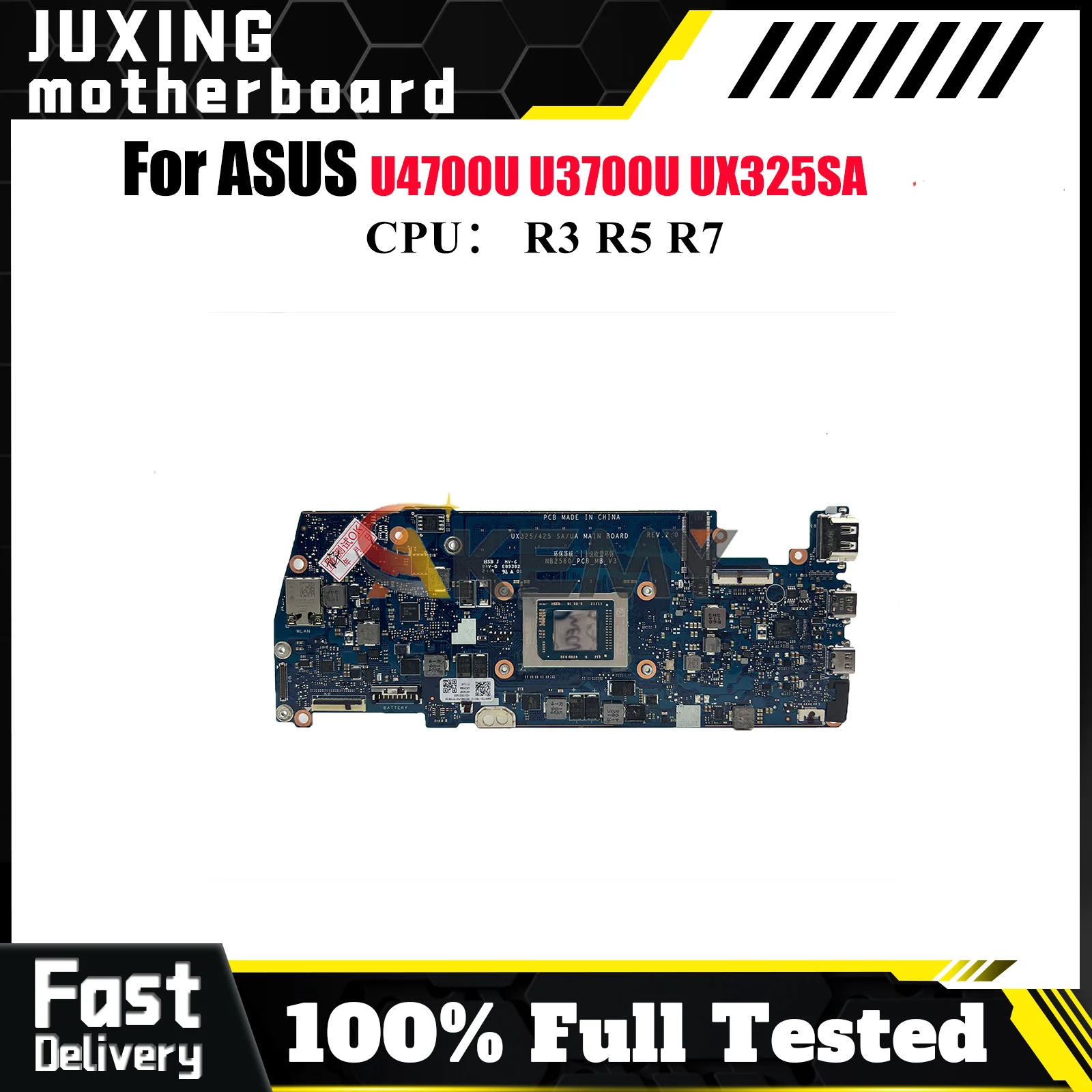 

UX325SA Laptop Motherboard For ASUS ZenBook U4700U U3700U UX325SA UX325S Notebook Mainboard With R3 R5 R7 CPU 100% tests OK stk