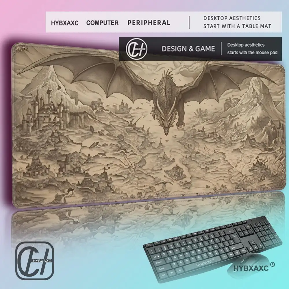 

HYBXAXC Fantasy Map Desk Mat RPG Gaming, Home Office Decor