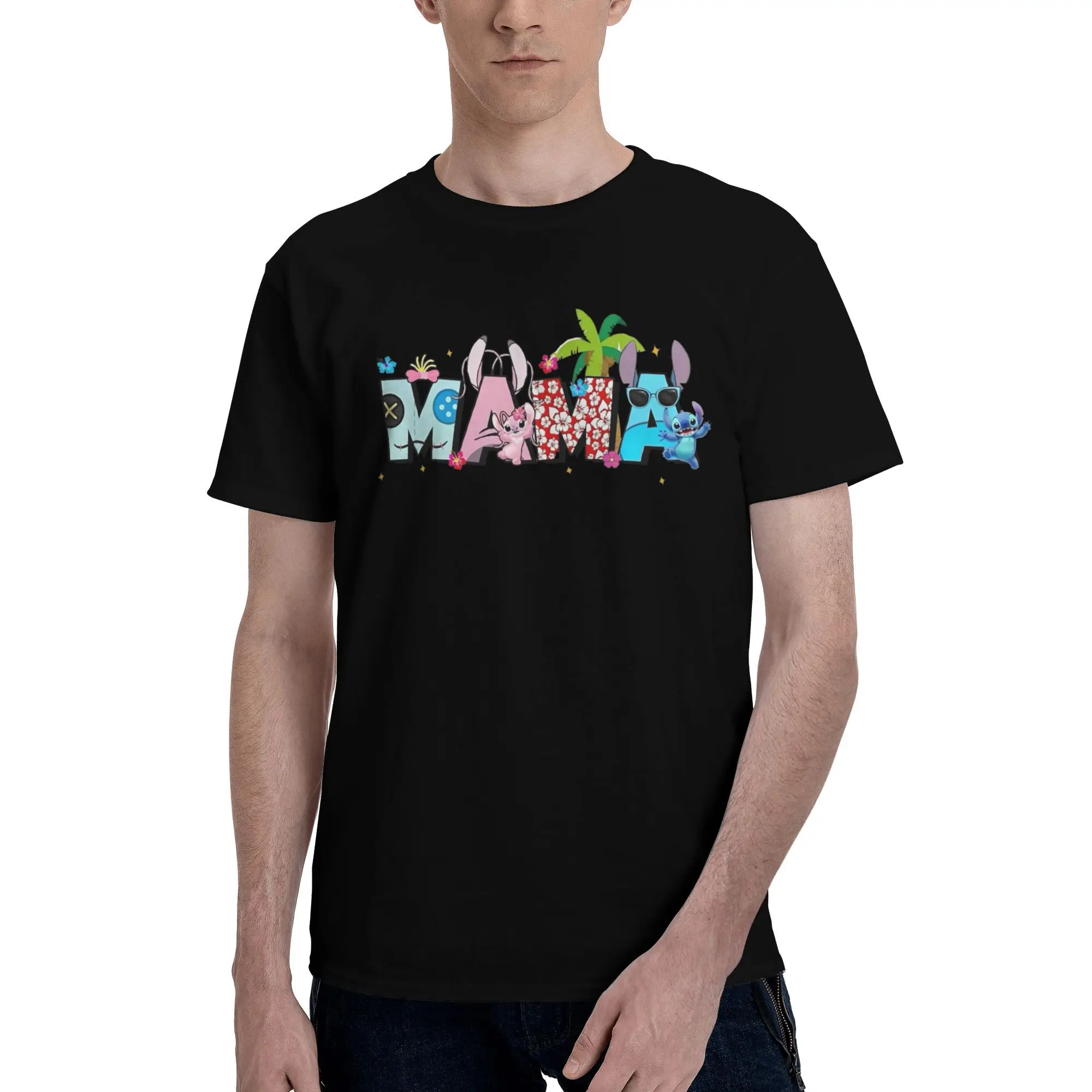 

Graphic Lilo & Stitch MAMA Mom Mother's Day Birthday T Shirt for Men Women Cute Cartoon Cotton T-shirts Short Sleeve Clothes