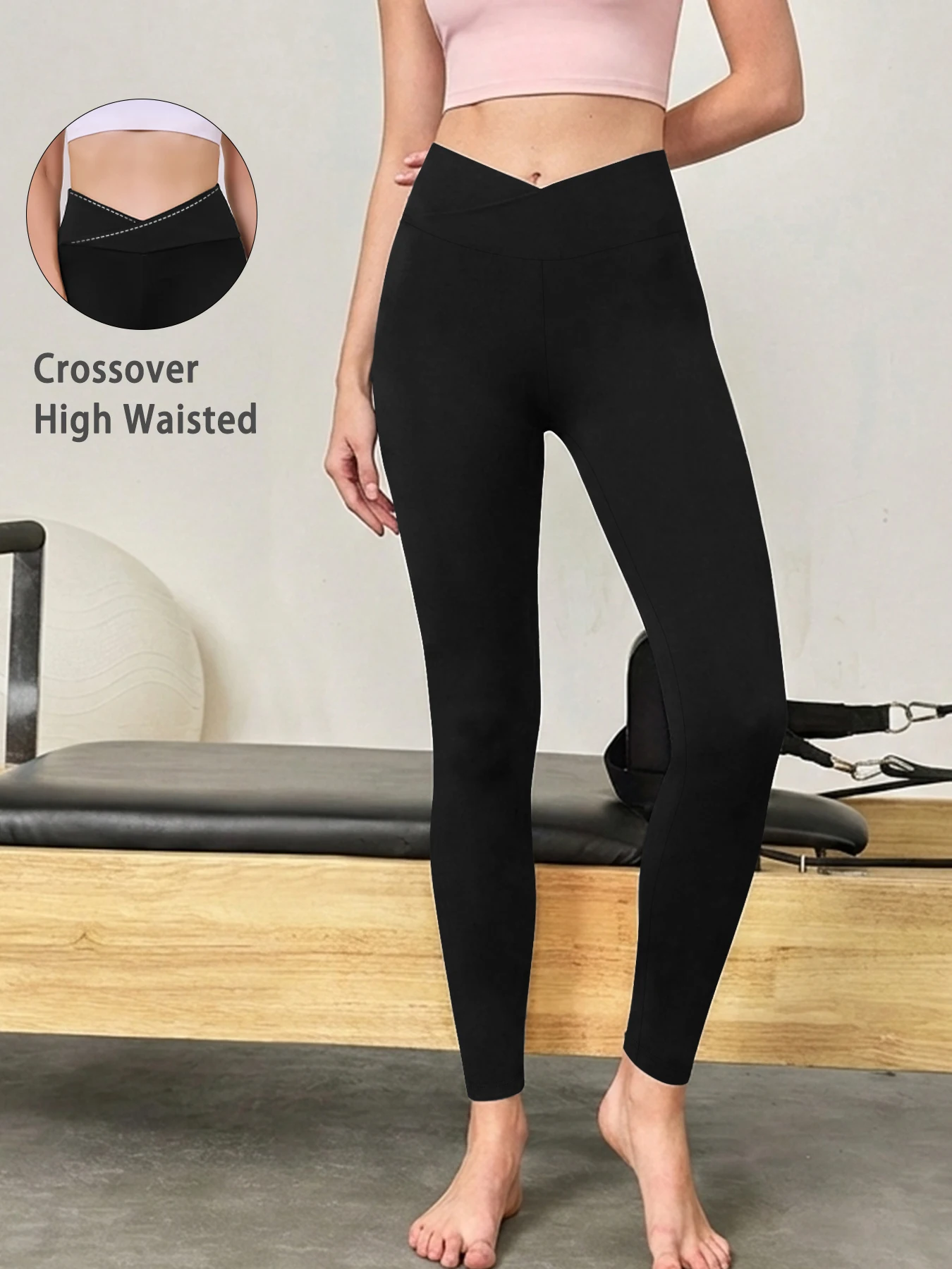 Women's Super Soft Crossover High Waisted Leggings Tummy Control Workout Yoga Running casual wear Leggings