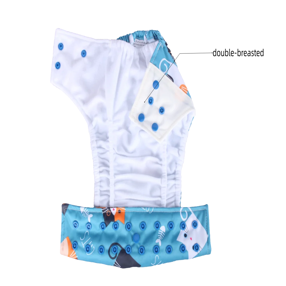 Pororo Reusable & Breathable Ecological Diapers for 1-3Y Babies with Inner Leak-proof Suede Cloth Lining Double pockets