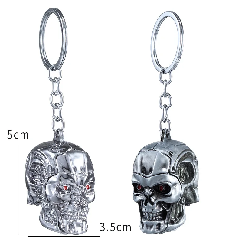 Terminator llavero con cabeza de calavera para hombres y mujeres, llavero con colgante de esqueleto humano, joyería Elektroniczny morderca, accesorios para llaveros de coche