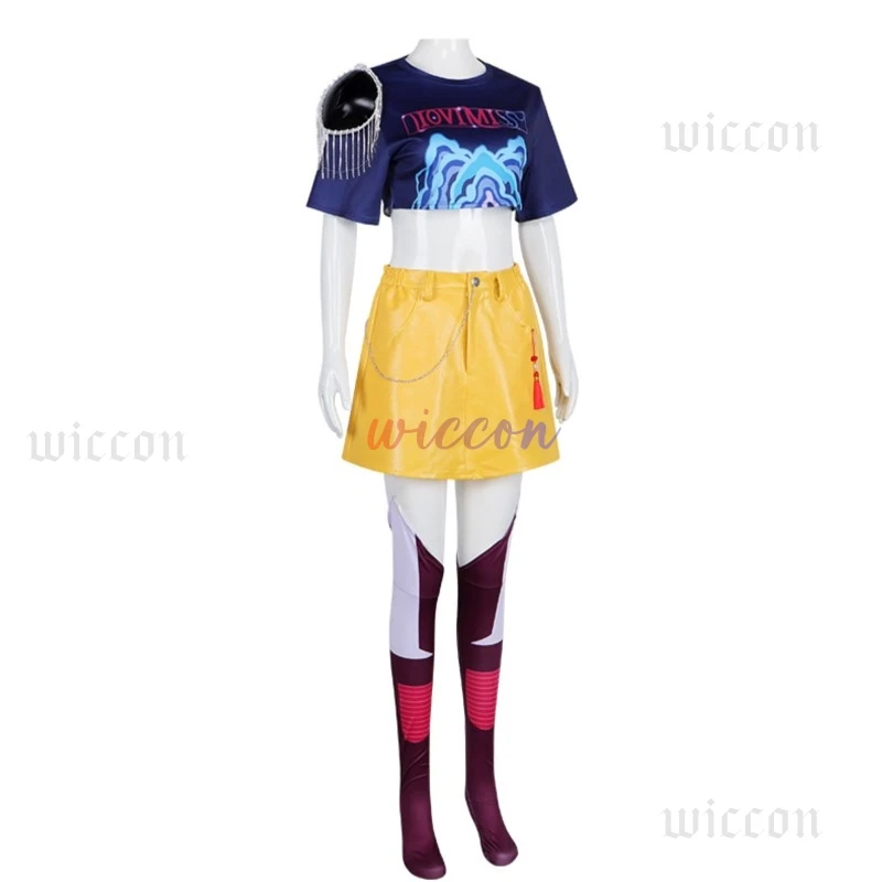 2025 شيطان الصيادين ميرا تأثيري KPOP البصرية فتاة الرصاص راقصة تأثيري الزي الملون حفلة الهالوين مثير الزي للمرأة