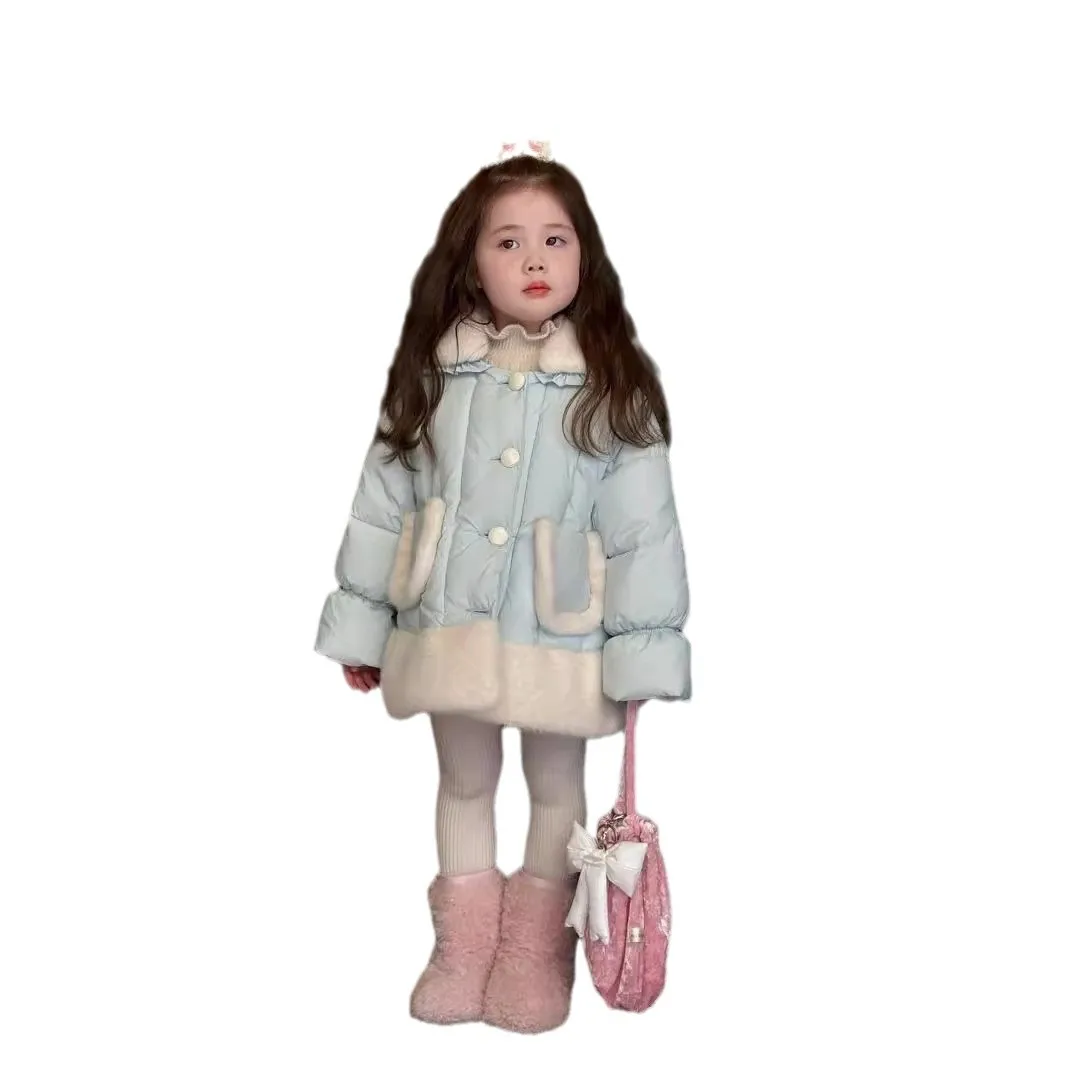 2024 Autumn and Winter New Children Warm Solid Color Cotton Clothes for Girls and Children Clothing Korean Casual for Baby Coat